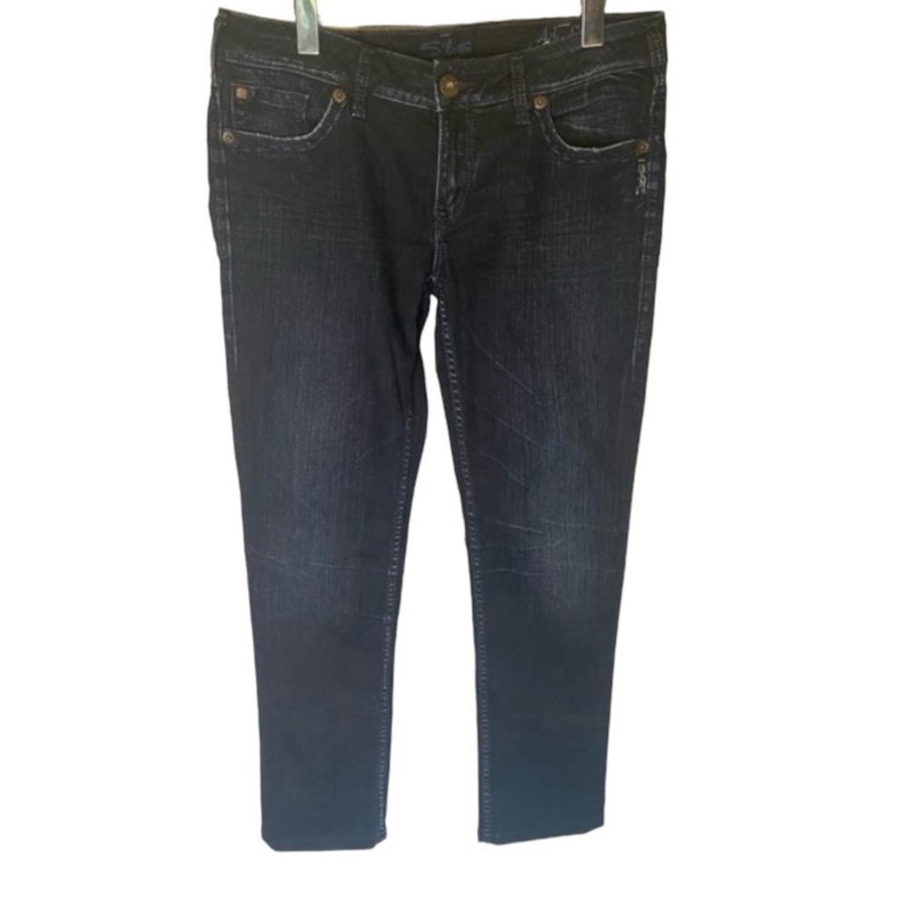 Silver Aiko Slim Dark Wash Straight Leg Low Rise Jeans Size 32